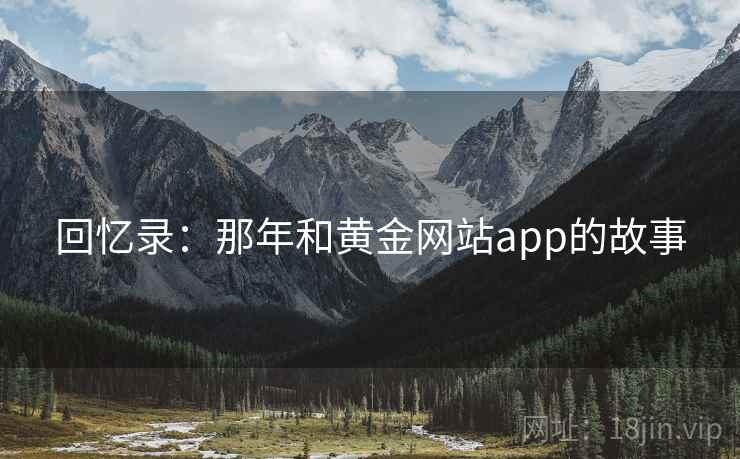 回忆录：那年和黄金网站app的故事